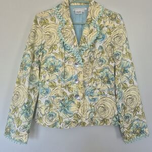 Maggy London Floral Blazer - Blue and Cream